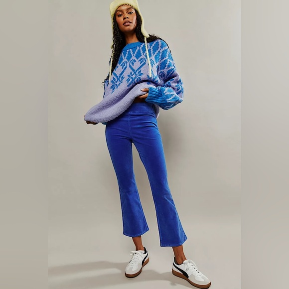 NEW Free People In My Feelings Velvet Crop Slim Flare Pants - Picture 7 of 8